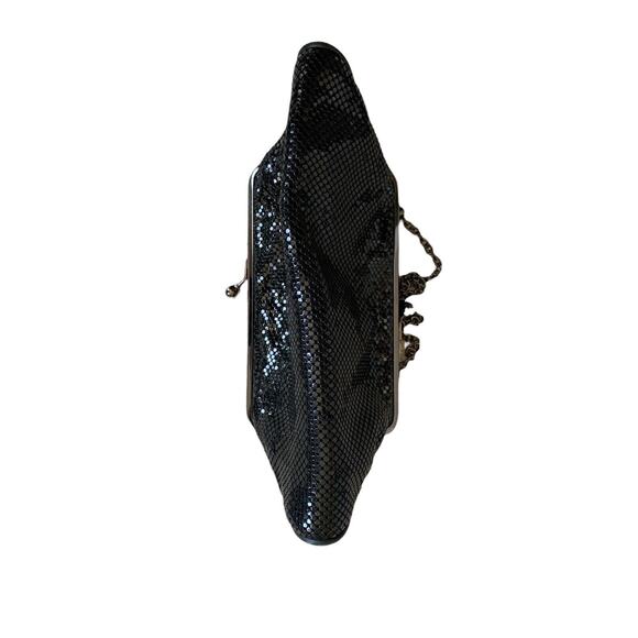 whiting & davis mesh leather bag black convertible purse chain strap clutch - Picture 6 of 11